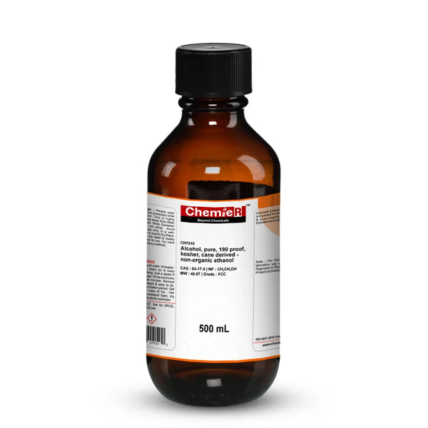 Alcohol, Pure, 190 proof, Kosher, Cane Derived - Non-Organic Ethanol, FCC Grade