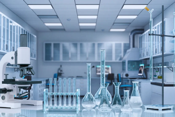 Modern laboratory setup with high-quality lab reagents, chemicals, and equipment – research and analytical testing in a U.S. laboratory.
